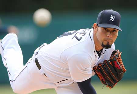 Sánchez tratará de mantenerse invicto ante los Astros de Houston AFP / Leon Halip