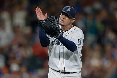 SEATTLE, WA - AUGUST 10: Starting pitcher Felix Hernandez #34 of the Seattle Mariners reacts after retiring James McCann of the Detroit Tigers to end the top of the seventh inning at Safeco Field on August 10, 2016 in Seattle, Washington.   Otto Greule Jr/Getty Images/AFP
