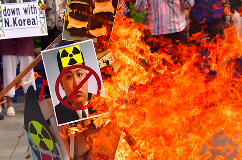 Activistas surcoreanos protestaron este sábado contra el presidente norcoreano AFP / Jung Yeon-Je